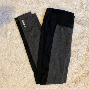 reebok • black & grey leggings • size s
